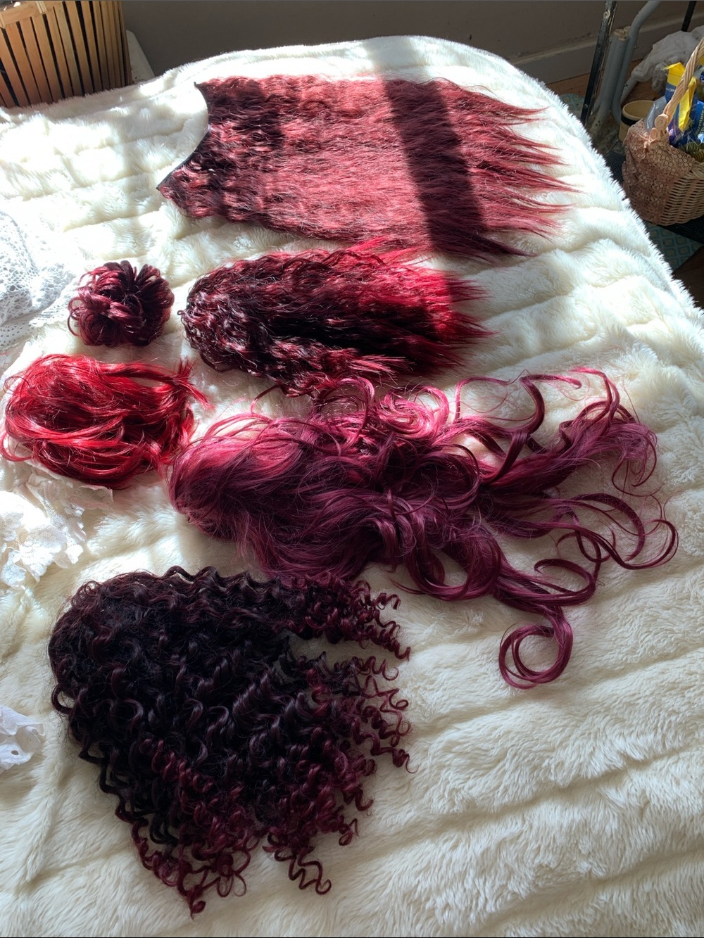 Hair extensions lot burgundy fuschia pink wig claw clip halo assorted